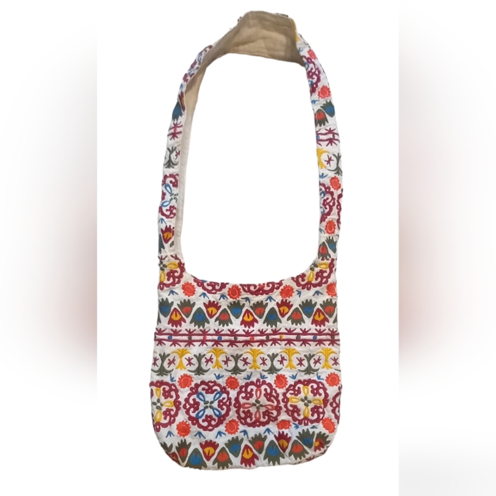 Vintage Inspired Fabric Shoulder Bag Wide Strap
